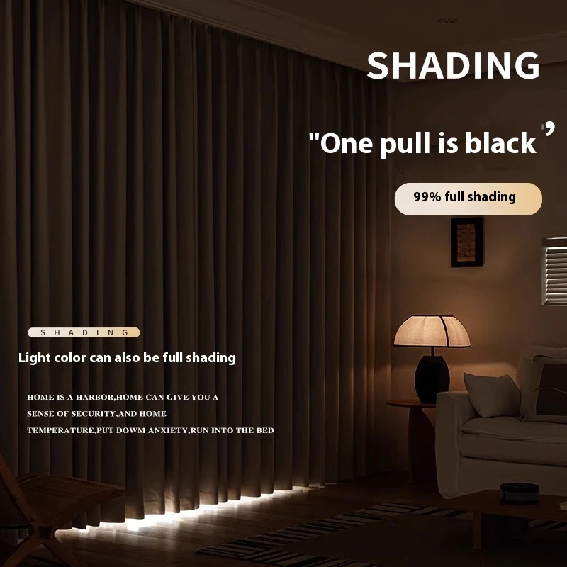 ผ้าม่าน ผ้าม่านจีบ ตะขอ ม่านตาไก่กันความร้อนและเสียง 99% ม่านประตู ฉากกั้นห้อง ผ้าหนา 3 ชั้น - รูปที่ 4