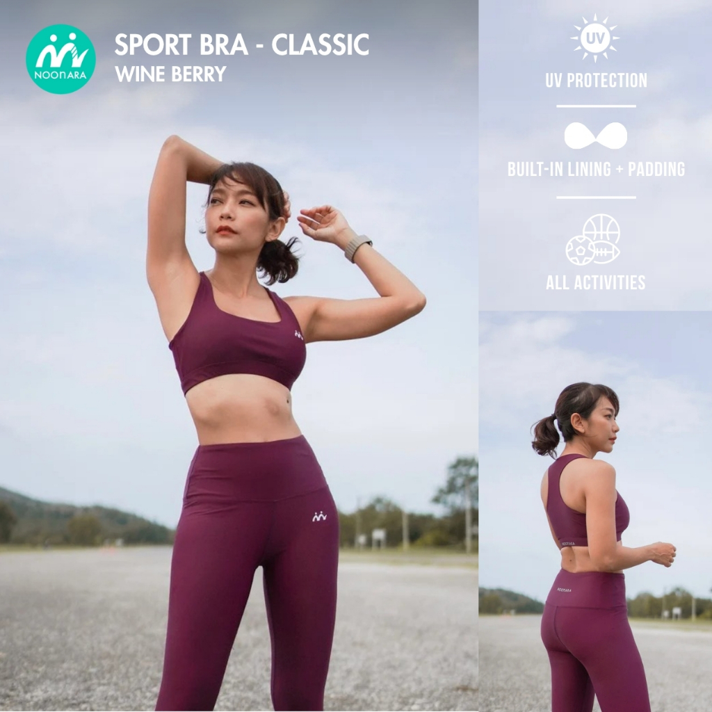 NooNara Sport Bra - Classic : Wine Berry (เฉพาะบรา) สปอร์ตบรา วิ่ง โยคะ ว่ายน้ำ ดำน้ำ บิกินี่ มีฟองน้ำ แห้งเร็ว กระชับ