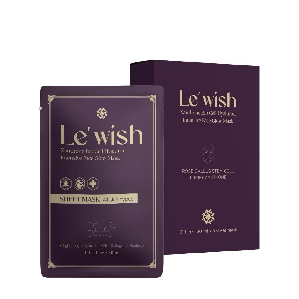 แท้💯 Le'wish Xanthone Bio Cell Hyaluron Intensive Face Glow Mask (30g) เลอวิช ชีทมาส์กมังคุด