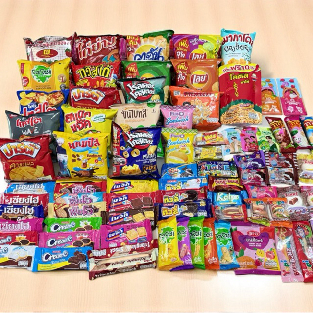 เซ็ตขนมรวม สุ่มขนม 50ชิ้น ( ชิ้นใหญ่ 20ชิ้น ) + ( ชิ้นเล็ก30ชิ้น )