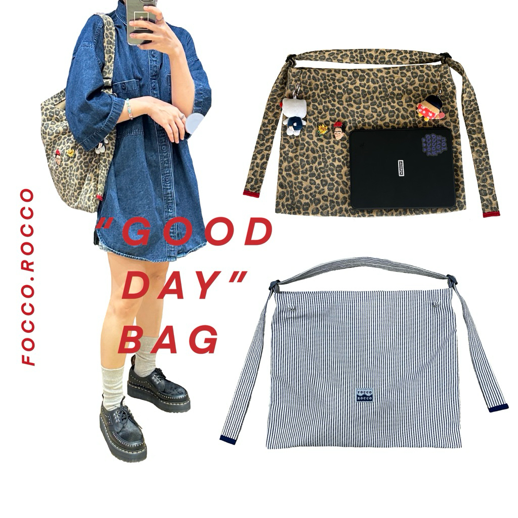 |||| พร้อมส่ง 🐆❤️ " GOOD DAY " BAG กระเป๋าผ้าทรงสี่เหลี่ยม ปรับความยาวสายได้ 💗 อ่านรายละเอียดสินค้าก่อนสั่งซื้อ 💗