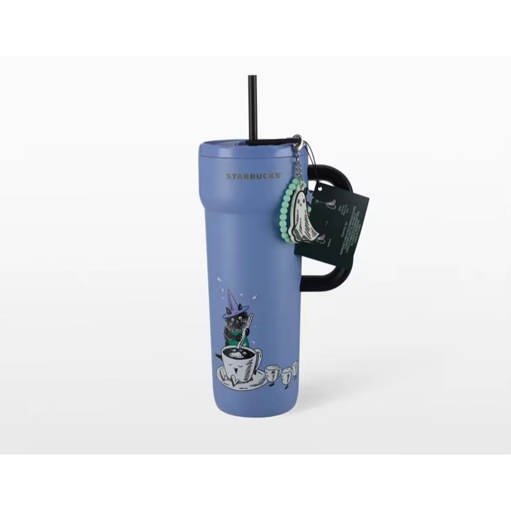 Starbucks::: Stainless Steel Cat Witch Coffee Stirring Cold Cup 24oz.✨แท้100%✨พร้อมส่ง✨