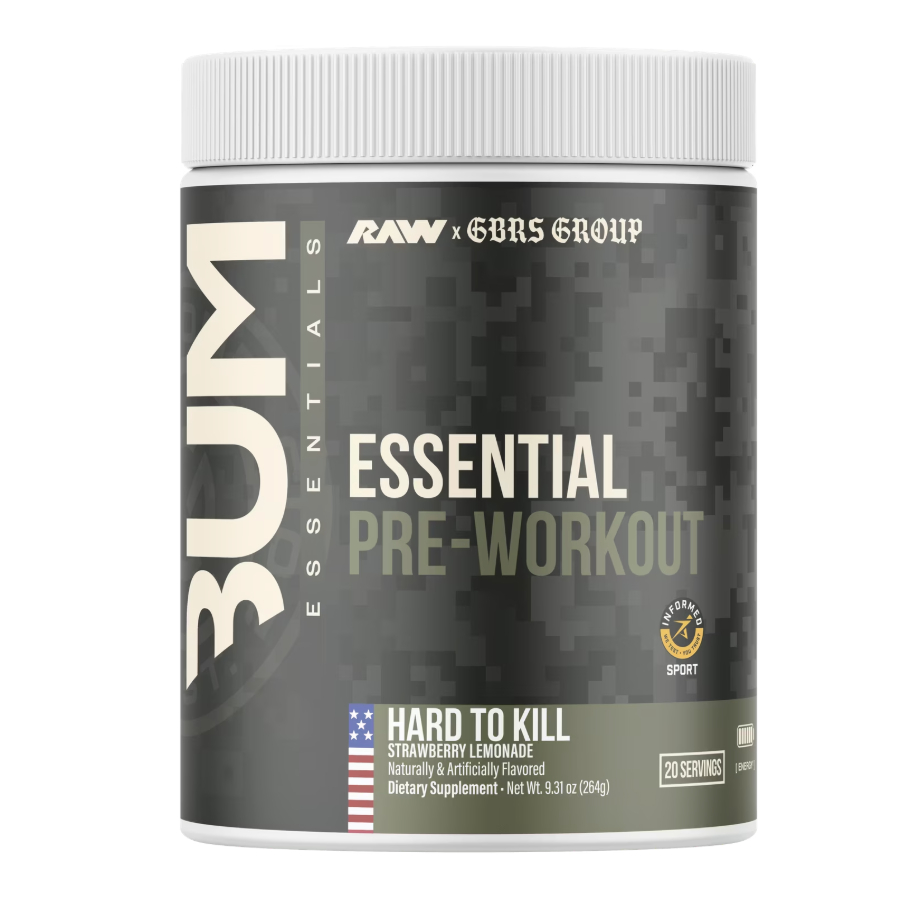 Raw Nutrition x GBRS Group Essentials Pre Workout Powder, Hard to Kill Strawberry Lemonade, 20 Servi