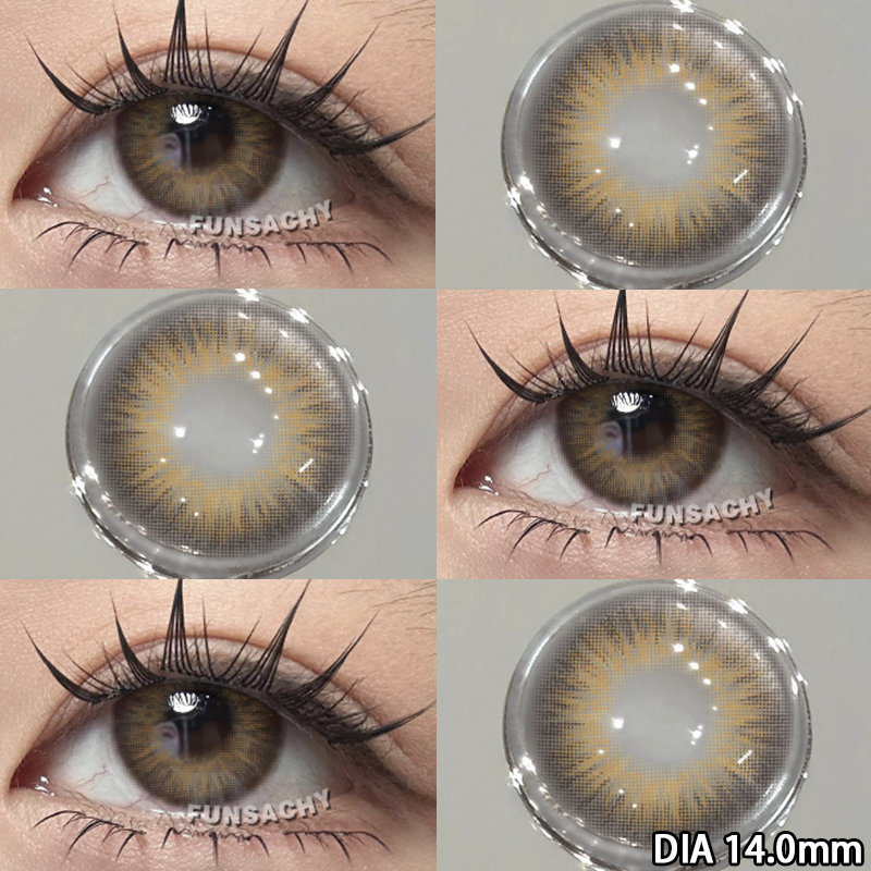 MANILA คอนแทคเลนส์ สีน้ำตาล/สีเทา 14.0 มม.คอนแทคเลนส์สีธรรมชาติ ตาสีน้ำตาลหวาน การจัดส่งที่รวดเร็ว