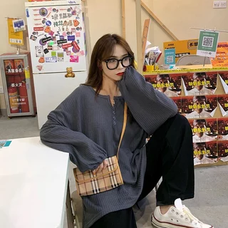 Beryl🌻เสื้อยืดแขนยาวผู้หญิง ผ้าใส่สบาย เสื้อยืดย้อนยุคขี้เกียจ