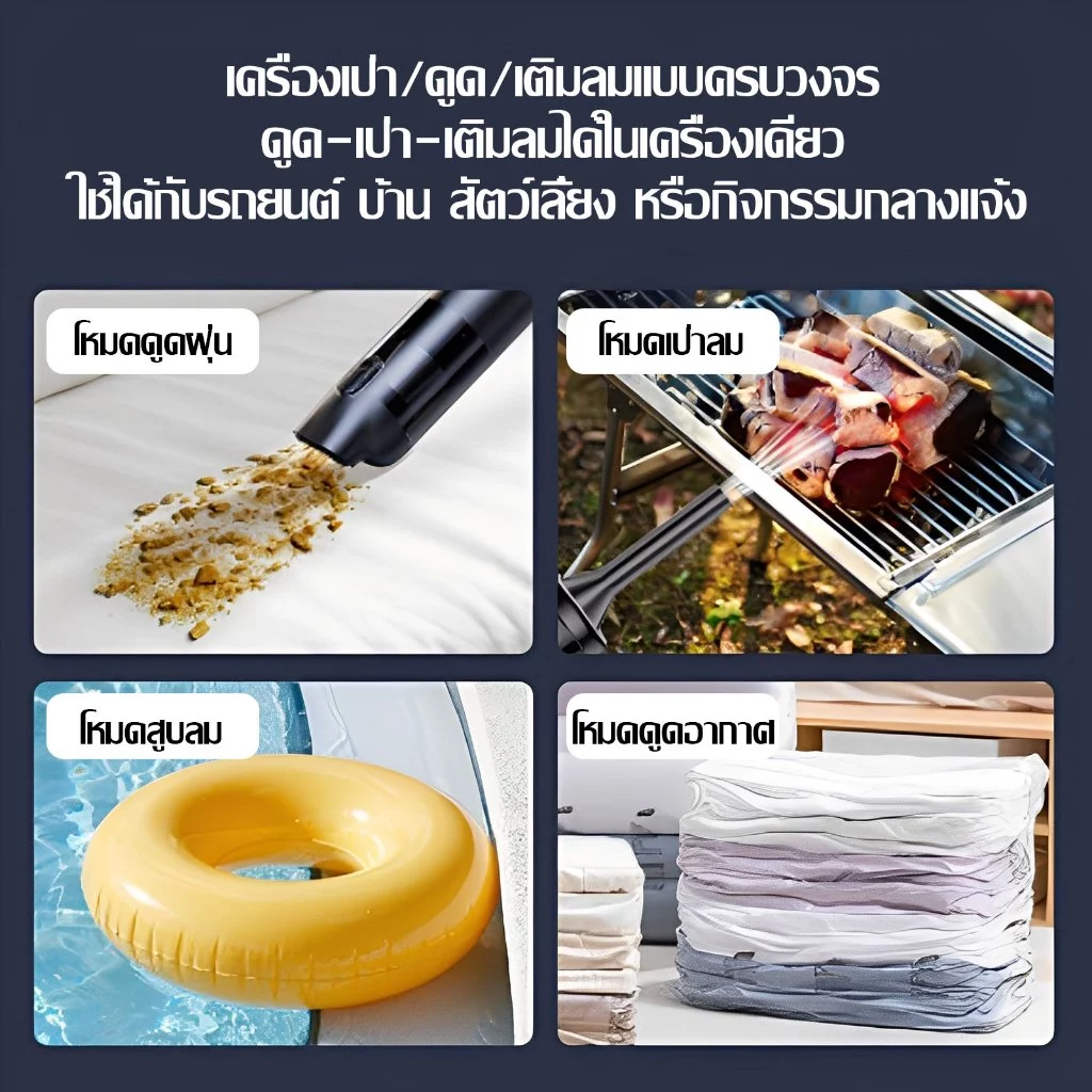 DLT- afel เครื่องดูดฝุ่นในรถ 99990Pa ดูด/เป่า/ชาร์จ/ปั๊ม เครื่องดูดฝุ่น เครื่องดูดฝุ่นไร้สายพกพา รับประกันตลอดชีวิต thumbnail 5