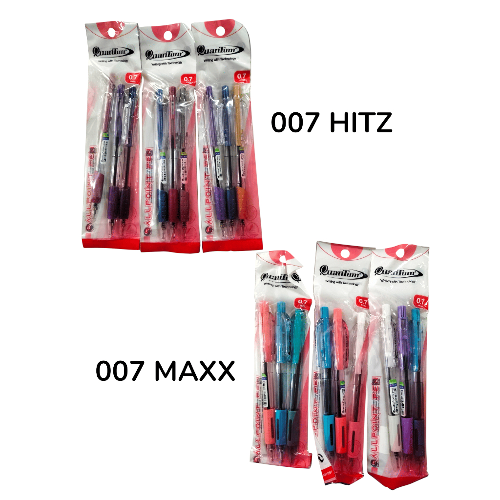 (แพ็ค 6 ด้าม) ปากกาลูกลื่น Max 007  ขนาด 0.7 มม. หมึกสีน้ำเงิน ด้ามคละสี  Quantum 007 Maxx ควอนตั้ม