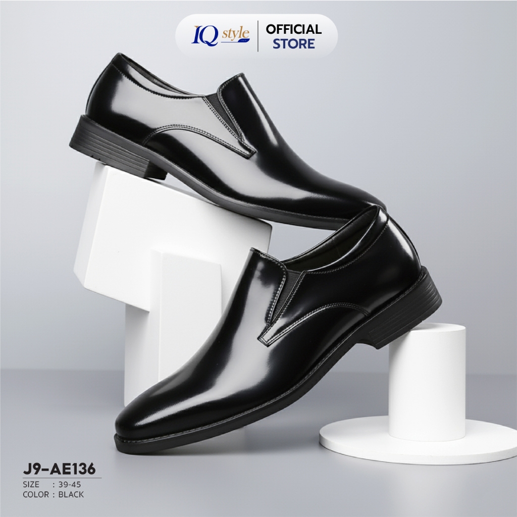 IQ STYLE รองเท้าคัทชูผู้ชายแบบสวม  (หนังแก้ว) รหัส136
