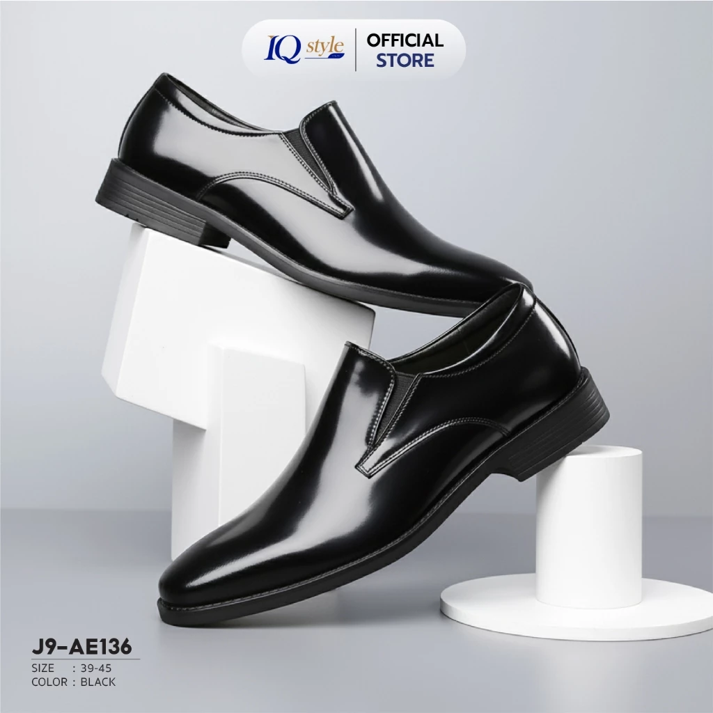 IQ STYLE รองเท้าคัทชูผู้ชายแบบสวม (หนังแก้ว) รหัส136