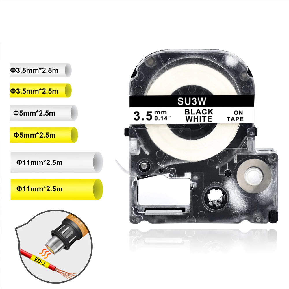เทปหดความร้อน Φ3.5 มม. 5 มม. 11 มม. สําหรับเครื่องพิมพ์ฉลาก Epson SU5S SU11S SU5Y SU11Y SU14Y SU3Y SU3W SU14W LW300