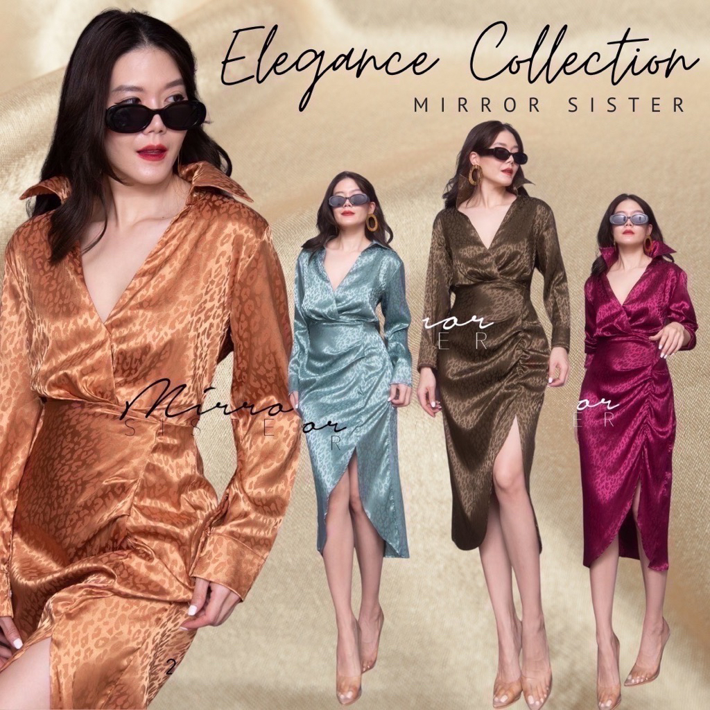 MRS | MIRRORSISTER🔖 20929.1 เดรสทรงสวย ช่วงบนเป็นเชิ้ตคอปกอกไขว้