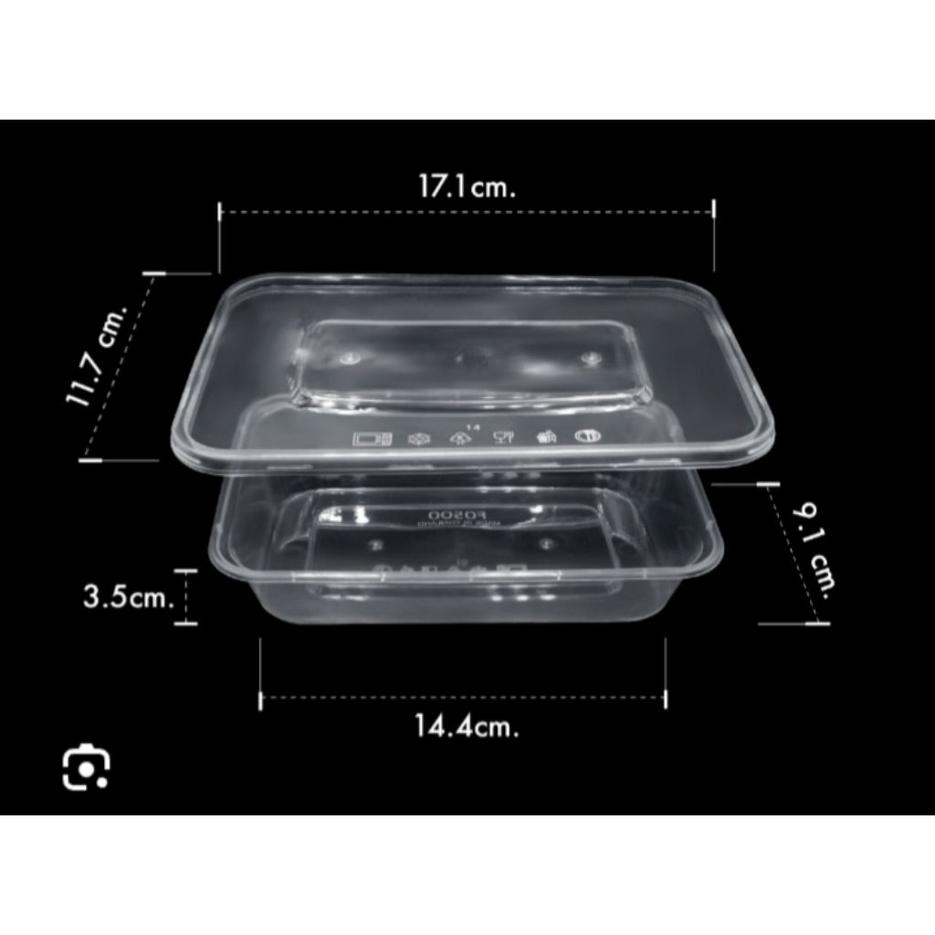 25 ใบ/แพ็ค F0500 กล่องพลาสติกใสใส่อาหาร พร้อมฝา ตรา Easy Life 500 ml.