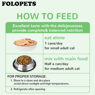 FOLOPETS อาหารแมวเปียกในกระป๋อง 430g แมวอินทรีย์ธรรมชาติบริสุทธิ์สามารถอาหารแมวหลายรสได้ เหมาะสำหรับทุกเพศทุกวัย