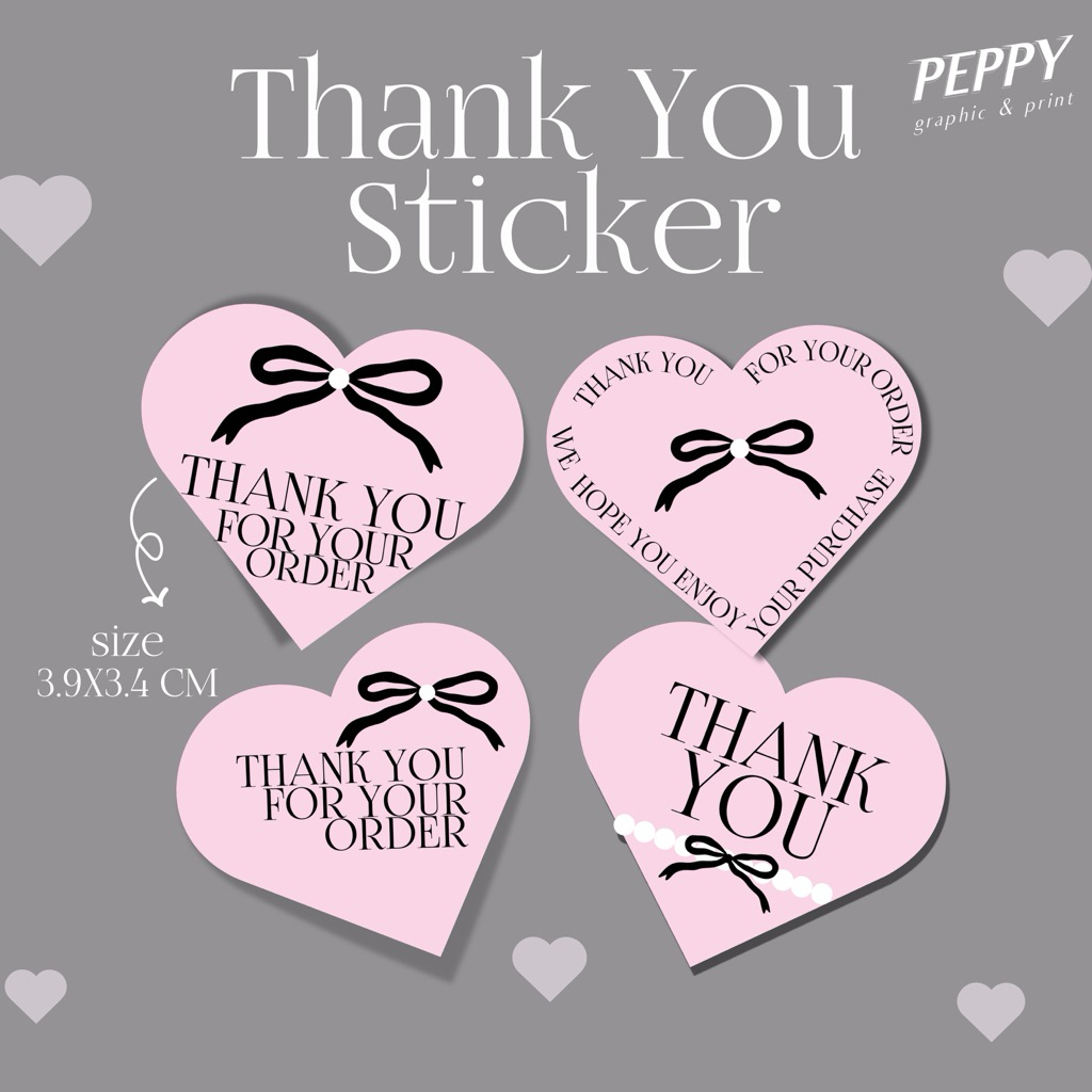 20 แถม 1 💕NEW💕สติ๊กเกอร์ขอบคุณรูปหัวใจ Thank you Stickers สไตล์มินิมอล 1 แผ่นมี 32 ดวง