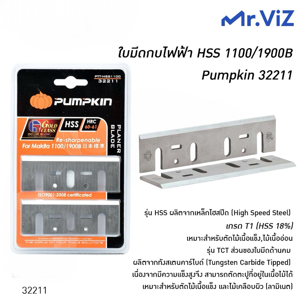 PUMPKIN ใบมีดกบไฟฟ้า HSS 1100/1900B 32211/HSS 1100/1900B