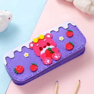 DIYเด็ก หัดเย็บ กล่องดินสอซิปDIY กระเป๋าดินสอซิป ของเล่นงานประดิษฐ์ กล่องดินสอซิปลายการ์ตูน พร้อมอุปกรณ์ งานฝีมือ