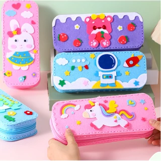 DIYเด็ก หัดเย็บ กล่องดินสอซิปDIY กระเป๋าดินสอซิป ของเล่นงานประดิษฐ์ กล่องดินสอซิปลายการ์ตูน พร้อมอุปกรณ์ งานฝีมือ