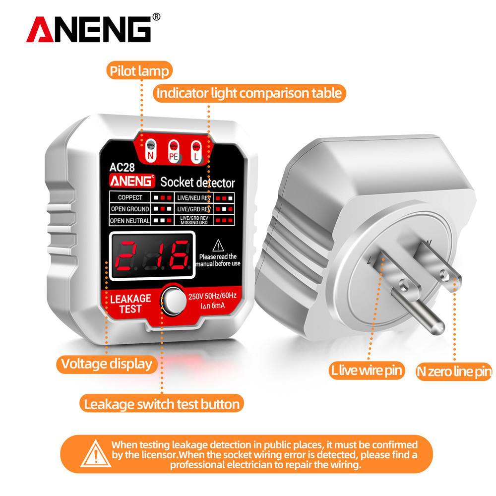 AC28 เครื่องเช็คเต้ารับไฟฟ้า ″ANENG″
