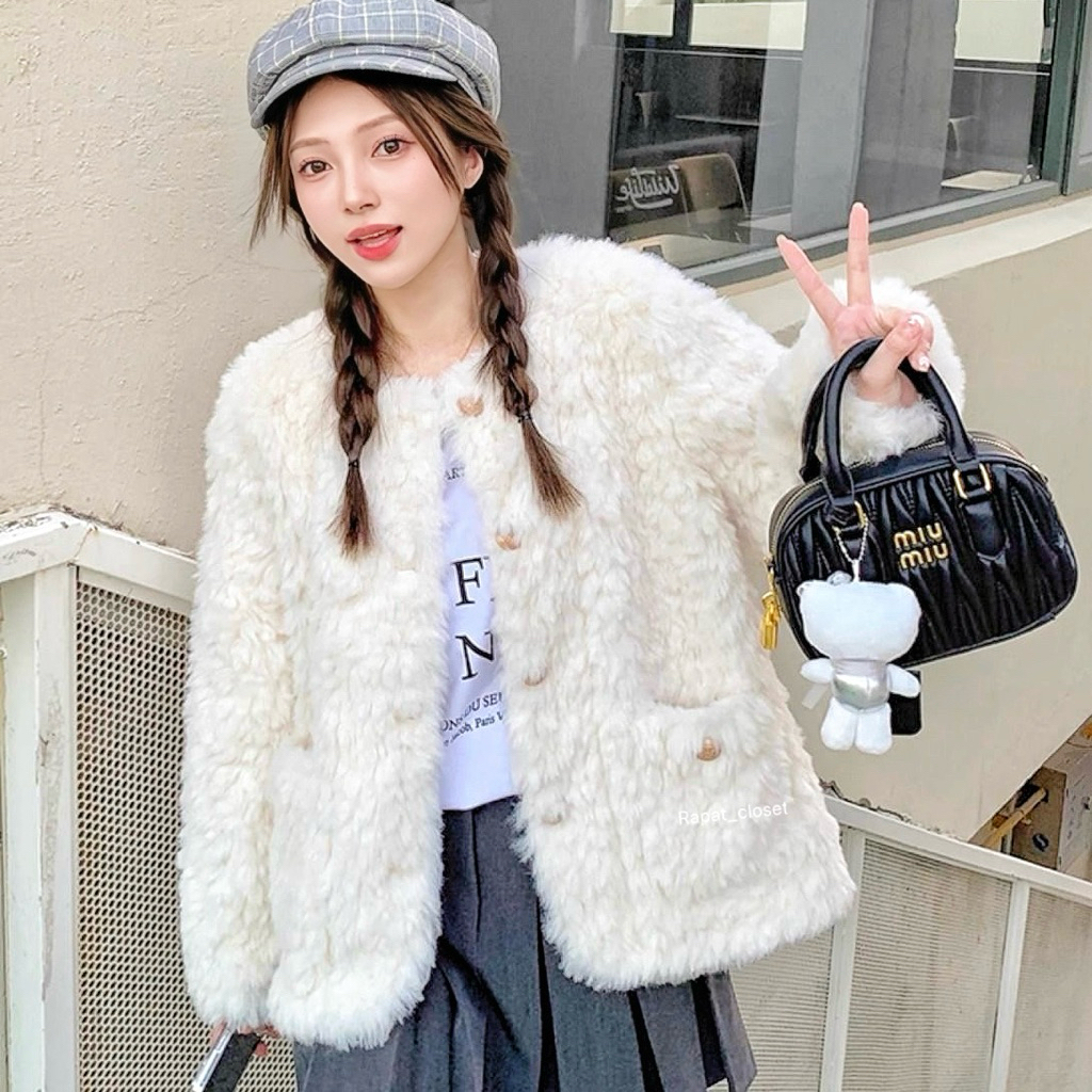 Rapat_closet R054 🐻‍❄️Jamille Fur🐻‍❄️พร้อมส่ง เสื้อกันหนาว เสื้อแจ็คเก็ต เสื้อขน เสื้อโค้ทผู้หญิง