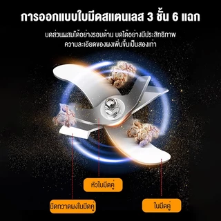 ของขวัญฟรี 12 ขิ้น เครื่องบดผงอเนกประสงค์ บดได้ละเอียด ขนาด 800/1000/2500กรัม Stainless Steel