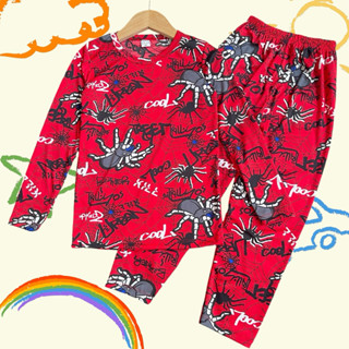 ชุดเด็ก ชุดนอนเด็ก ลายแมงมุม แขนยาวขายาว ผ้าไมโครนิ่มใส่สบาย…