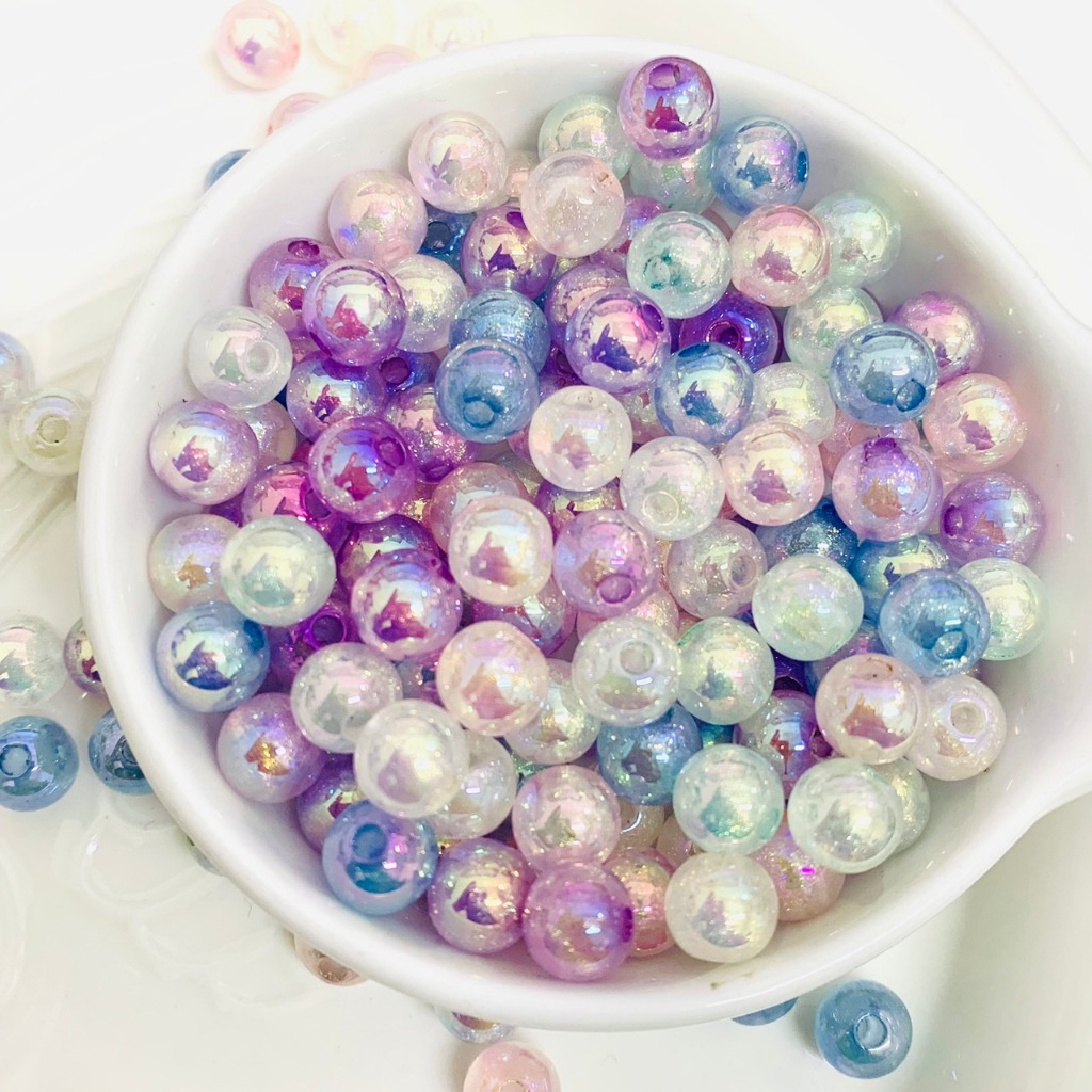ลูกปัด เคลีอบ UV ขนาด8mm 10mm 12mm อุปกรณ์เสริมงานฝีมือ DIY เหมาะสมสำหรับสร้อยคอ กำไลข้อแขน