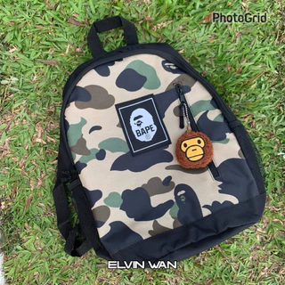 ⚡️🦊[PRE] 🇯🇵 BAPE KIDS by A Bathing Ape Camo Backpack with MILO Charm กระเป๋าเป้สะพายหลัง