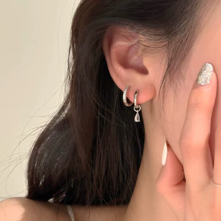 🛵มีส่งด่วน🛵 (3ชิ้น) ต่างหูห่วง ตุ้มหู ต่างหูเงิน พร้อมส่ง