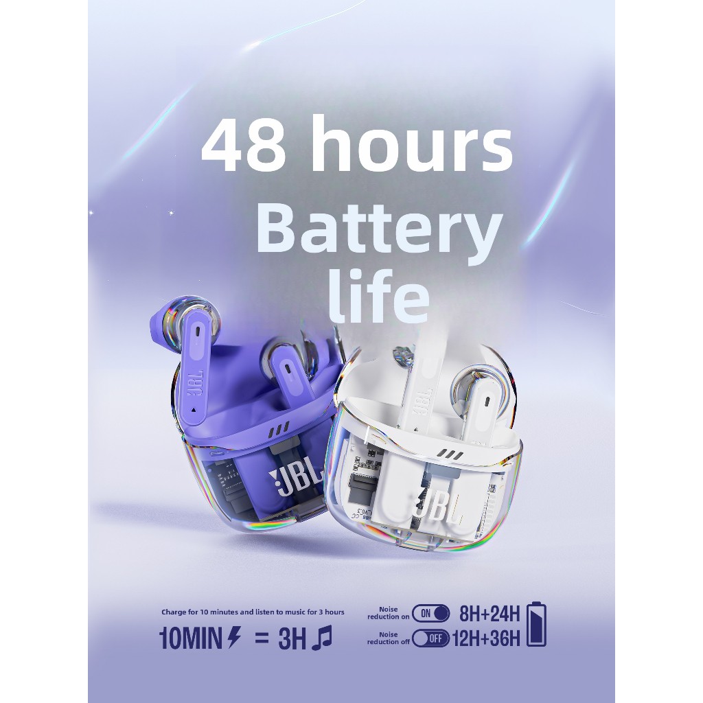 JBL Wireless Bluetooth Headphones TUNE FLEX2 Transparent Wireless Semi-in-ear Noise-cancelling headp