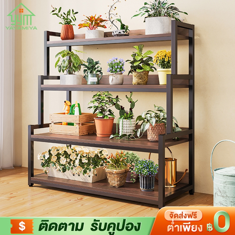 YYM🆕ชั้นวางต้นไม้ 103/83CM ชั้นวางกระถางต้นไม้ แบบตั้งพื้น+การระงับ ชั้นวางต้นไม้ระเบียง เหล็ก + ไม้