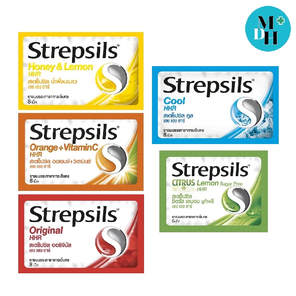 Strepsils HHR ยาอมบรรเทาอาการเจ็บคอ Honey Lemon / Lemon / Original / Cool / Vitamin C 5 สูตร