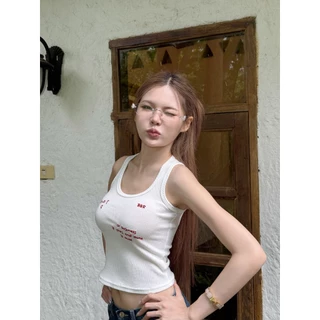 B&R พร้อมส่ง เสื้อกล้ามผู้หญิง เสื้อครอป แขนกุด ผ้ายืดนุ่มใส่สบาย ขนาด S-XL ดีไซน์รูปแบบการปัก เซ็กซี่คอยู
