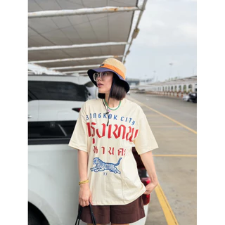 เสื้อยืดโอเวอร์ไซด์ผ้าดิบวินเทจเนื้อผ้านิ่มใส่สบายใส่ได้ทั้งหญิงและชาย อก46 มีสองแบบในตัวเลือก