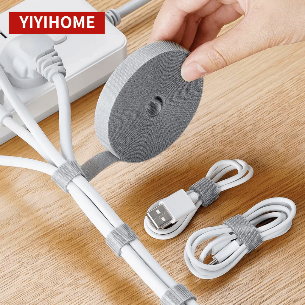 YIYIHOME ที่รัดสายไฟ ตีนตุ๊กแก แบบม้วน ที่เก็บสายชาร์จ สายเคเบิ้ล จัดระเบียบ ใช้ซ้ำได้ คุณภาพดี