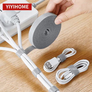 YIYIHOME ที่รัดสายไฟ ตีนตุ๊กแก แบบม้วน ที่เก็บสายชาร์จ สายเคเบิ้ล จัดระเบียบ ใช้ซ้ำได้ คุณภาพดี