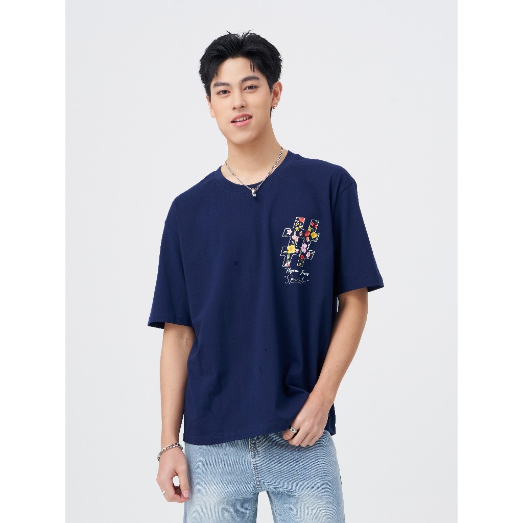 Niyom Jeans collection INDIGO : เสื้อยืด Oversize รุ่น TSO-105 สกรีนลาย ผ้าCotton ผ้ายืด