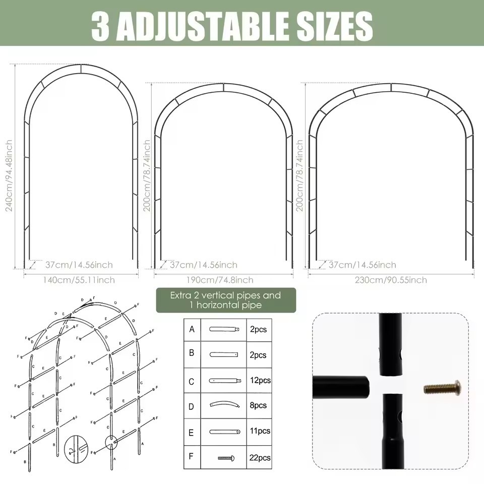 พร้อมส่ง ซุ้มไม้เลื้อย 13mm โครงเหล็ก ถอดออกได้ ขนาด 240x140x39cm ติดตั้งง่าย เหมาะสำหรับตกแต่งสวน งานแต่งงาน และพื้นที่ ราคา ถูกที่สุด ดีลบีเคเค แกลเลอรีภาพที่ 7