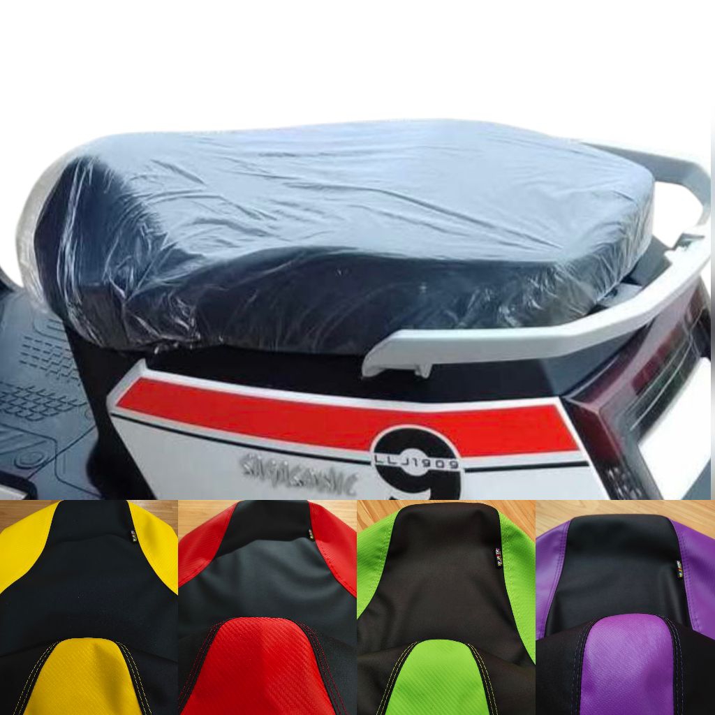 หนังหุ้มเบาะรถไฟฟ้าskg lion z2สำหรับเบาะเดิมๆหนังเรทเดอร์ดำตัดลายเเฟชั่น