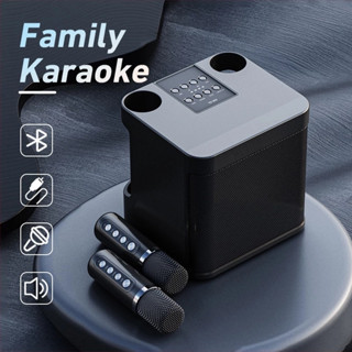 ไมค์บลูทูธไร้สาย ลำโพงคาราโอเกะรองรับ USB/TF/AUX ด้วยไมโครโฟ…