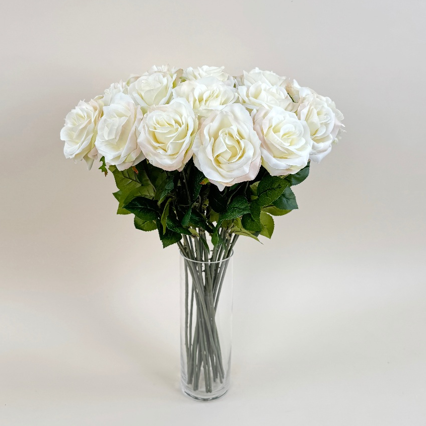 ดอกกุหลาบดอกใหญ่ ดอกไม้ปลอมก้านยาว Artificial Rose ดอกไม้ประดิษฐ์เกรดพรีเมี่ยม