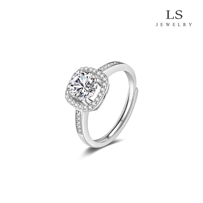 jewelry แหวนผู้ชาย ทองคำขาว แหวนแฟชั่น ปรับขนาดได้ แหวนผู้หญิง r2354