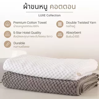 Jviva ผ้าขนหนูคอตตอน เช็ดตัว 30x60 นิ้ว - CottonLuxe Collection_Plain