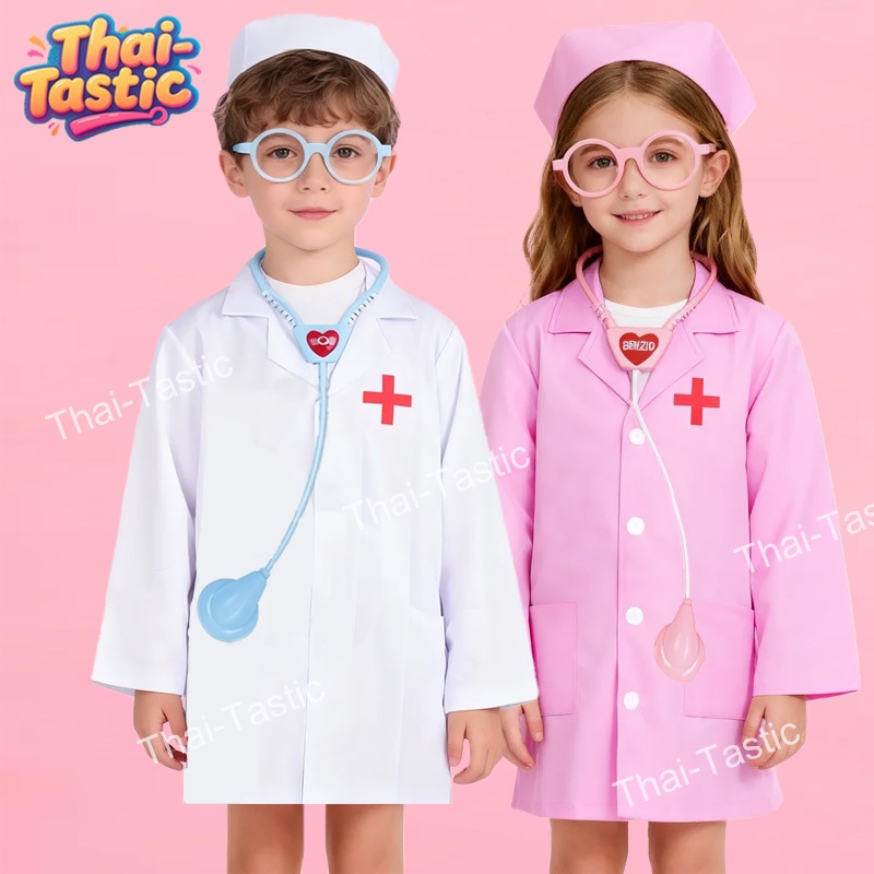 ชุดหมอพยาบาลเด็ก, ชุดหมอหญิง, ชุดเด็ก, ชุดหมอ, ชุดฮาโลวีน, การแสดง,ชุดอาชีพเด็ก