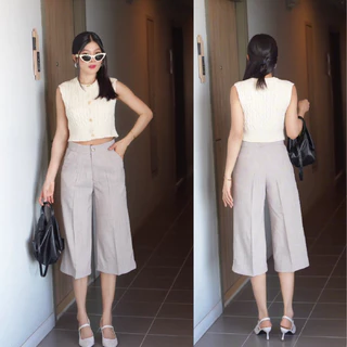 กางเกง 5 ส่วน ขากระบอก 5 ส่วน กระดุมหน้า ผ้าโซดาสโนว์ ไซส์ M-4XL กางเกงผู้หญิง แฟชั่น