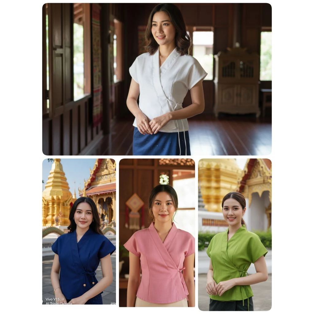 เสื้อพื้นเมืองหญิงเสื้อผ้าฝ้ายป้ายข้าง36"-44"