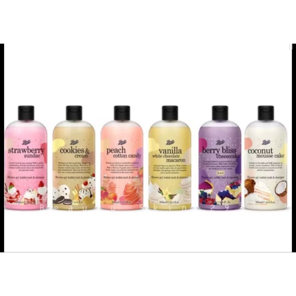 Boots Shower gel Buble bath and shampoo 500ml ครีมอาบน้ำ บับเบิ้ลบาธ และแชมพู หอมมาก อ่อนโยน