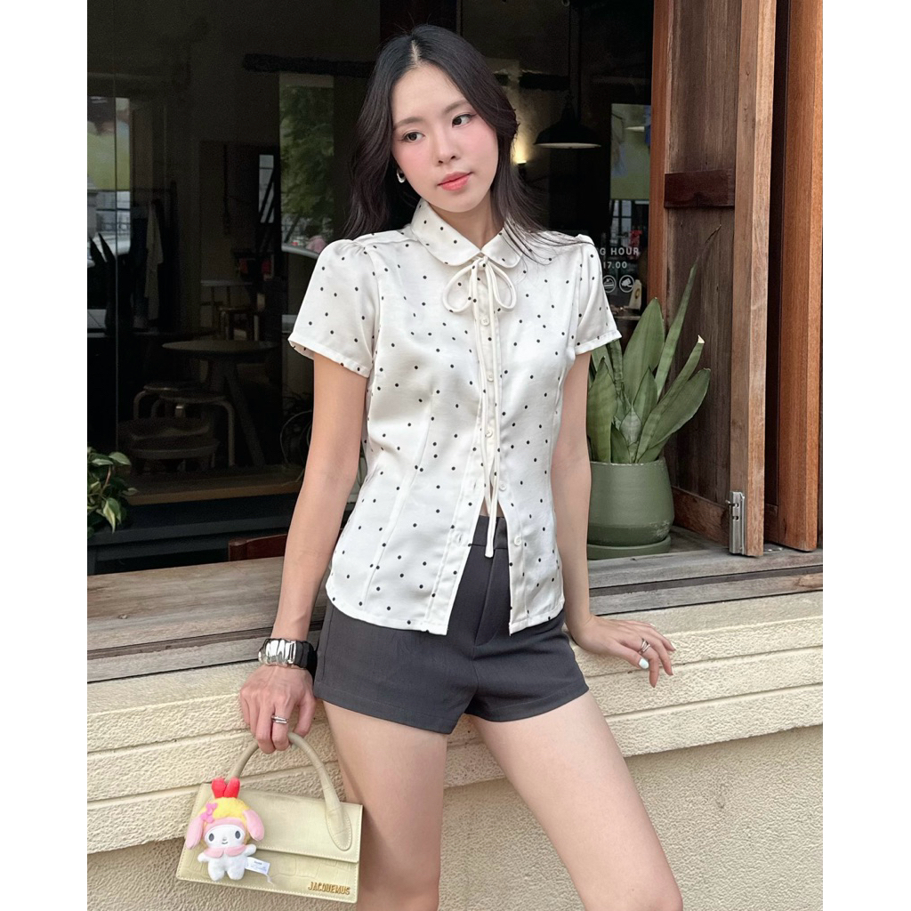 พร้อมส่ง MALI Morgan polkadot top