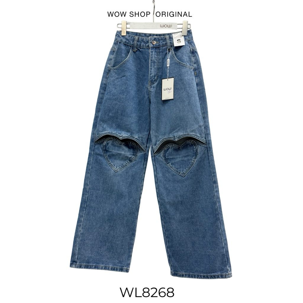 WOWSHOP WL8268 Baggy เจาะเข่าดีไซน์พิเศษของ WOW SHOP
