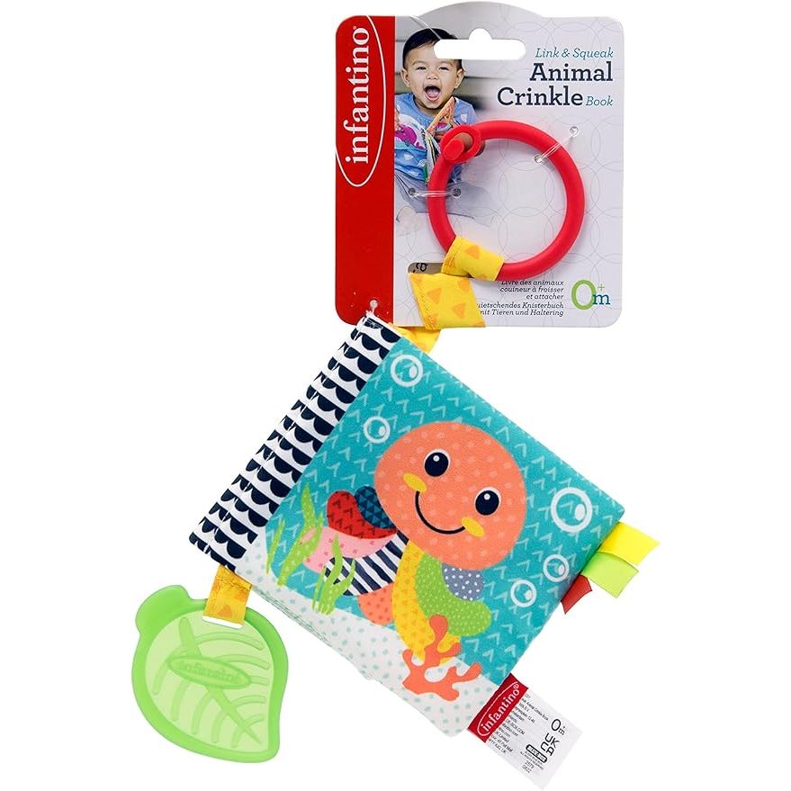 Infantino : Link & Squeak Animal Crinkle Book - ลายปลาหมึก