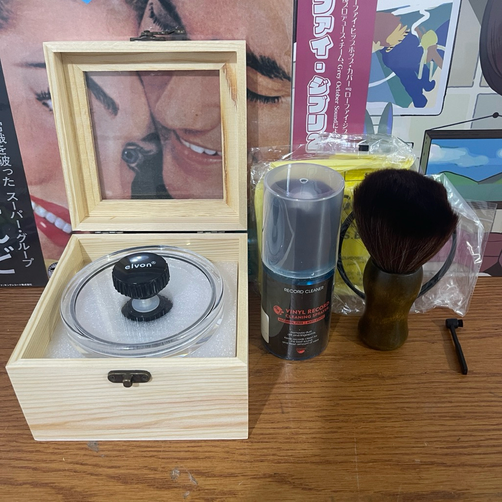 (พร้อมส่ง🔥) ชุดเซททำความสะอาดแผ่นเสียง , น้ำยาทำความสะอาด, ที่ครอบกันน้ำ ,แปรงปัดฝุ่นหัวเข็ม ,แปรงปัดแผ่นเสียง